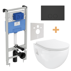 Linie Waldo hangtoilet mat wit randloos met Ideal Standard ProSys inbouwreservoir en bedieningspaneel