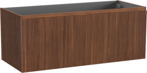 Storke Ribs zwevende wastafelonderkast 120 x 52 cm notenhout 2 lades