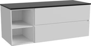 Storke Edge meuble salle de bains suspendu 130 x 52 cm blanc mat avec Panton tablette simple ou double en mdf enduit de poudre noir mat