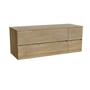 Storke Edge zwevend badmeubel 140 x 52 cm ruw eiken met Panton enkel of dubbel wastafelblad in melamine ruw eiken