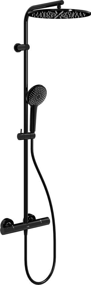 Blaufoss Round 300 colonne de douche de pluie robinet thermostatique Noir Brillant