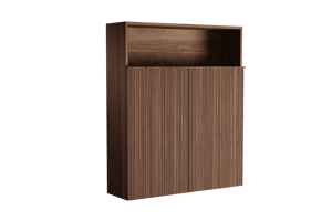 Balmani Forma Badhochschrank: Hängend, asymmetrische Rippen, Amerikanischer Nussbaum, 100 x 30 x 120 cm