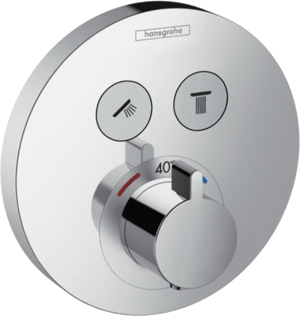 Hansgrohe Showerselect S Round Thermostat-Duscharmatur: Unterputz, für 2 Verbraucher, Chrom glänzend