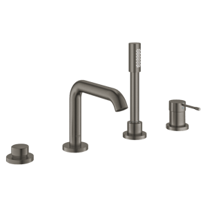 Grohe Essence 4-Loch Badewannenrandarmatur: Brushed Hard Graphite, mit Brausekopf