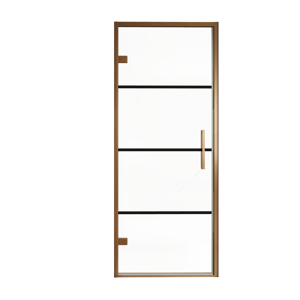 Balmani Senses Design douche draaideur links 90 cm x 210 cm Lined glas, Brushed Rosegold profielen