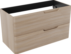 Linie Curvo zwevende wastafelonderkast 100 x 46 cm licht eiken 2 lades