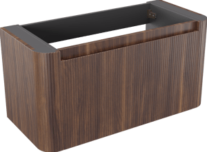 Storke Soft zwevende wastafelonderkast 100 x 46 cm Notelaar 2 lades vert. sym. Groef