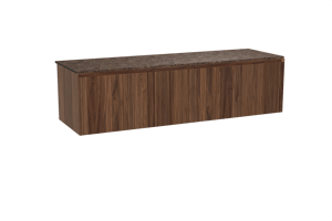Balmani Idra meuble salle de bains suspendu 180 x 55 cm noyer avec Stretto tablette simple ou double en marbre dark emperador