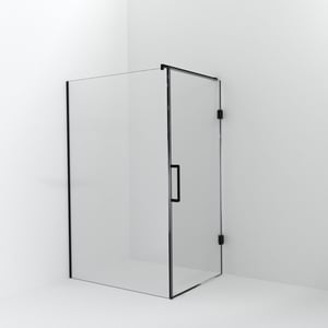 Balmani Modular douche à l'italienne avec porte: 130 x 200 cm avec porte 100 cm, Verre transparent avec coating, Profil Noir mat
