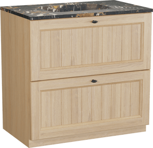 Balmani Lemon meuble salle de bains à poser 90 x 55 cm, placage chêne naturel avec Tablo Arcato plan simple en portoro gold