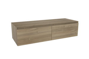 Storke Edge Modulo zwevende wastafelonderkast 130 x 48 cm ruw eiken 2 lades