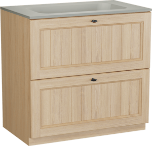 Balmani Lemon meuble salle de bains à poser 90 x 55 cm, plaqué chêne naturel avec Tablo Strada plan simple en soie grise