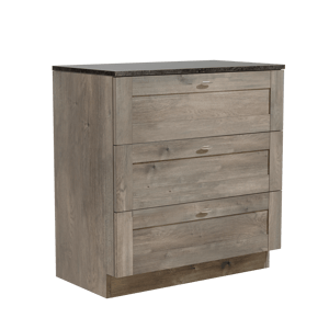 Linie Classo staand badmeubel 80 x 46 cm grijs eiken met Lado enkel wastafelblad in melamine grijze leisteen