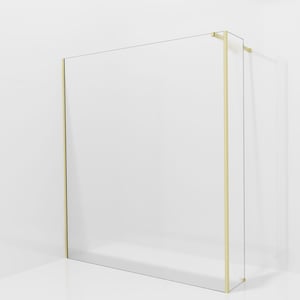 Balmani Modular Walk-In Dusche mit fester Seitenwand: 180 x 200 cm, Ribs, inklusive Coating, Profil Brushed Champagne Gold