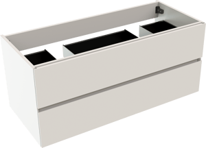 Storke Edge meuble sous-lavabo suspendu 120 x 52 cm blanc mat 2 tiroirs 2 découpés de siphon