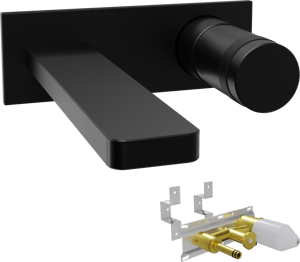 Blaufoss Sonic Unterputz-Waschbecken Armatur: Schwarz matt, Einbauelement inklusive