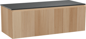 Balmani Idra meuble salle de bains suspendu 135 x 55 cm chêne naturel avec Stretto tablette simple ou double en granit noir