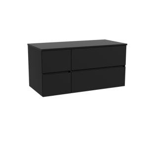 Storke Edge meuble salle de bains suspendu 110 x 52 cm noir mat avec Panton tablette simple en mdf enduit de poudre noir mat