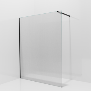 Balmani Modular inloopdouche: 160 x 200 cm, Ribs met coating, Mat zwarte profielen