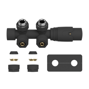 Vipera Lungo thermostatische radiatorkraan 90° haakse aansluiting Mat Zwart