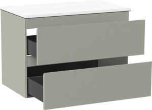 Linie Lado zwevend badmeubel 80 x 46 cm greige met Lado enkel wastafelblad in composietmarmer mat wit