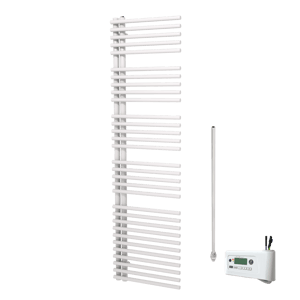 Vipera Nevada Einzel Handtuchheizkörper 50 x 180 cm Elektrische Heizung weiß glänzend Seitenanschluss 734W, inkl. Widerstand