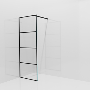 Balmani Modular inloopdouche: 80 x 200 cm, Lined, Mat zwarte profielen