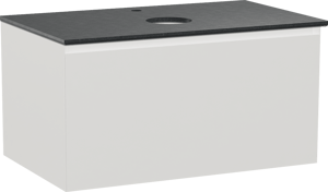 Balmani Idra meuble salle de bains suspendu 90 x 55 cm blanc mat avec Facetta tablette simple en granit noir