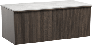 Balmani Forma meuble salle de bains suspendu 120 x 55 cm chêne fumé avec Stretto tablette simple ou double en marbre carrara, Nervure droite symétrique verticale