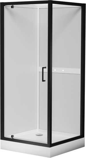 Luca Varess Talan Duschkabine: Drehtür, 90 x 90 cm, Klarglas, Schwarzes Profil, matt