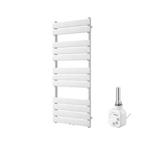 Vipera Vulcan Einzel Handtuchheizkörper 50 x 120 cm Elektrische Heizung Weiß matt Seiten- und Mittelanschluss 500W, inkl. Widerstand