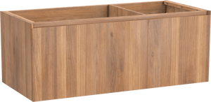 Balmani Idra hängender Waschbeckenunterschrank: 120 x 55 cm, asymmetrisch links, Teak, 4 Schubladen