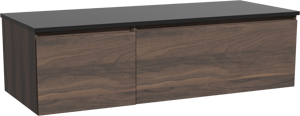 Storke Edge meuble salle de bains suspendu 130 x 52 cm noyer avec Panton tablette simple ou double en mdf enduit de poudre noir mat