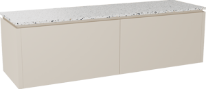 Balmani Eclips meuble salle de bains suspendu 180 x 55 cm Sandbeige avec Stretto tablette simple ou double en Bianco Nero Terrazzo