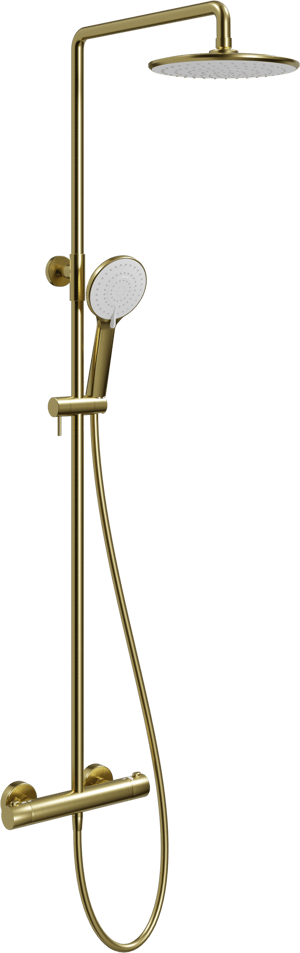 Linie Neptunus Regendusche Duschsystem mit Thermostatbatterie: Wandmontage, Brushed Gold