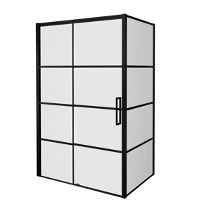 Balmani Senses Design douchehoek met linkse schuifdeur en vaste zijwand, 140 x 90 cm, Lined, Mat zwart profielen