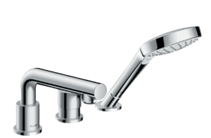 Hansgrohe Talis S 3-Löcher Badewannenrand-Armatur mit Brausekopf, Chrom Glänzend