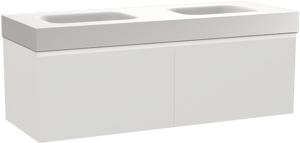 Balmani Idra meuble salle de bains suspendu 150 x 55 cm blanc mat avec Arcato double vasque en solid surface blanc mat