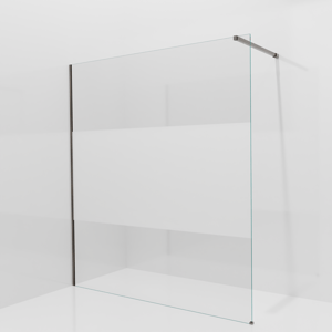 Balmani Modular inloopdouche: 180 x 200 cm, Helder glas met matte strook, Brushed GunMetal profielen