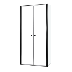Luca Varess Kuresa douchehoek met pendeldeur met vaste zijwand 100 x 80 x 200 cm helder glas en mat zwarte profielen