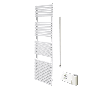 Vipera Vesuvio sèche-serviettes Simple 50 x 180 cm chauffage électrique blanc mat raccordement latéral et central possible 982W, résistance incluse