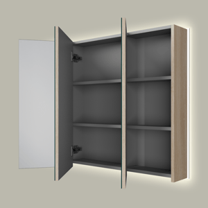 Linie Montro armoire de toilette lumineuse 100 x 75 cm chêne clair