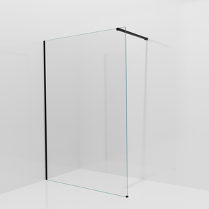 Balmani Modular douche à l'italienne: 140 x 200 cm, Verre transparent, avec coating, Profil Noir mat
