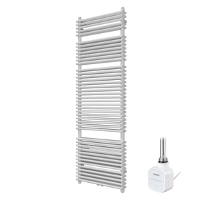 Vipera Alegria dubbele handdoekradiator 60 x 180 cm elektrische verwarming glanzend wit zij- en middenaansluiting 1500W, weerstand inbegrepen