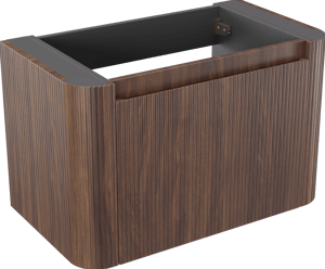 Storke Soft zwevende wastafelonderkast 80 x 46 cm Notenhout 2 lades vert. sym. Groef