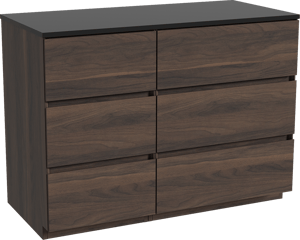 Storke Edge staand badmeubel 110 x 52 cm notenhout met Panton enkel wastafelblad in gepoedercoate mdf mat zwart