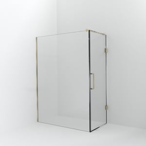 Balmani Modular inloopdouche met deur: 150 x 200 cm met deur 80 cm, Helder glas met coating, Brushed Champagne Gold profielen