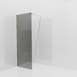 Balmani Modular inloopdouche: 80 x 200 cm, Rookglas met matte strook met coating, Brushed Champagne Gold profielen