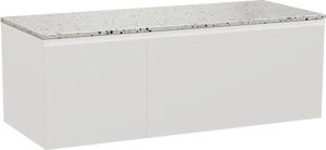 Balmani Idra by Mitra meuble salle de bains suspendu 135 x 55 cm blanc mat avec Stretto tablette simple ou double en blanc/noir mat terrazzo