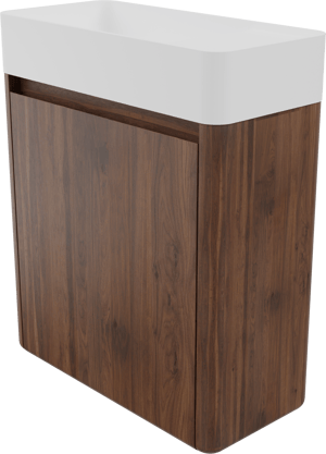 Balmani Fara hängendes Badmöbel Set (Gäste WC): 45 x 22 cm, amerikanischer Nussbaum, Fara Waschtisch, Solid Surface, matt